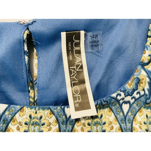 Julian Taylor Women's  Short Sleeve Round Neck Printed Chiffon Dress NWT, 14W - Picture 7 of 8